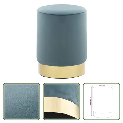 Image de The Living Store Tabouret bleu clair et velours doré