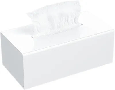 Zdjęcie produktu dla Pudełko na chusteczki, akryl, 25x13x9 cm, białe, pokrywa magnetyczna, do łazienki