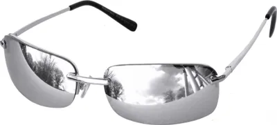 Produktbild von Sonnenbrille Schmal Silber Verspiegelt eckig Rechteckig Matrix Neo Design Edelstahl Brille Damen Herren Festivalbrille mit Federgelenke