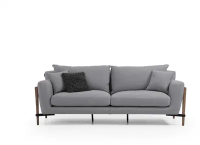 Produktbild von Zweisitzer Sofa 2 Sitzer Stoff Sofas Modern Design Wohnzimmer Grau