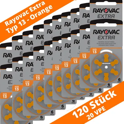 Produktbild von Rayovac Extra Advanced Zink Luft Hörgerätebatterie (120x Typ 13 orange)