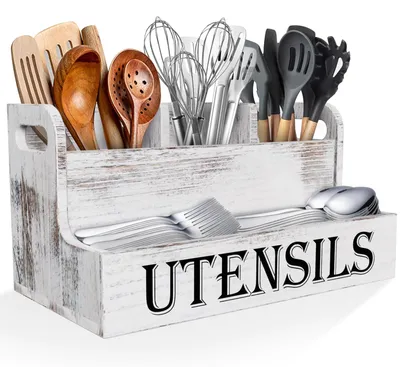 Produktbild von Omgoods – Holz-Küchenutensilienhalter mit 4 Fächern – Robuster Organizer