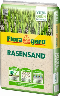 Produktbild von 1 x 15kg Floragard Rasensand, Quarzsand, Gartensand, Rasen - Sand zum Lüften schwerer Böden, für 10m²