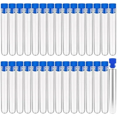 Produktbild von Reagenzglas Teströhrchen Schraubdeckel - 5 x 100 mm - PET - Transparent - 30 Stück