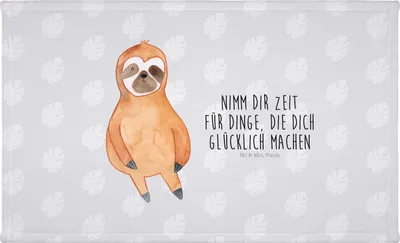 Produktbild von Mr. & Mrs. Panda Handtuch 50x100 Faultier Zufrieden - Grau Pastell - Geschenk, Händehandtuch, Happy, gesichtstuch, Frotteehandtuch, glücklich, Glück, Flauschtuch