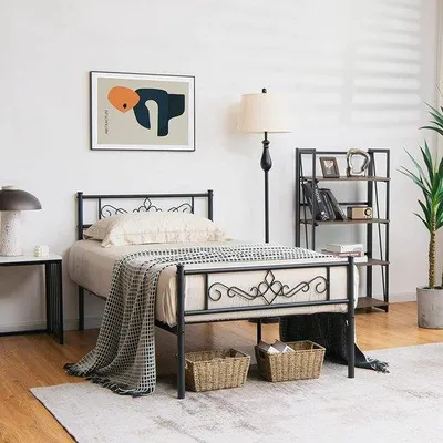 Productafbeelding van Famanu metalen bedframe voor matras van 190 x 90 cm - Zwart