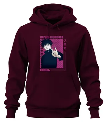 Produktbild von Jujutsu Kaisen Megumi Fushiguro Anime Ästhetik Fan Hoodie Kapuzenpullover, Burgundy, XXL