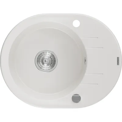 Zdjęcie produktu dla Mexen Kevin zlewozmywak granitowy 1-komorowy z ociekaczem 586 x 458 mm, biały, syfon chrom - 6517581005-20