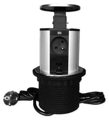 Image de Rail extractible IN 553003 2 faces, 3 prises + 2 USB
