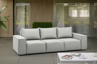 Produktbild von Gartensofa Loungesofa Sofa 3-Sitzer GARDENT wetterfester Stoff NXL Hellgrau