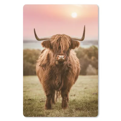 Produktbild von MuchoWow® Mauspad Mousepad Sonnenuntergang - Tier - Schottischer Highlander 40x60 cm - Mousepads - Maus Mat - Pad - Mausunterlage - Schreibtisch Accesoire