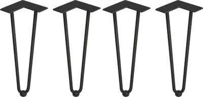 Image de Jeu de pieds Hairpin de 2 barres par table, H 400 mm, Peint en noir