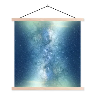 Produktbild von MuchoWow® Textilposter Sterne - Himmel - Blau - Jungen - Mädchen - Kinder 120x120 cm mit holzfarbenen Rahmen - Textil-Poster