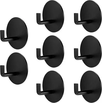 Image de Lot de 8 crochets autocollants noirs