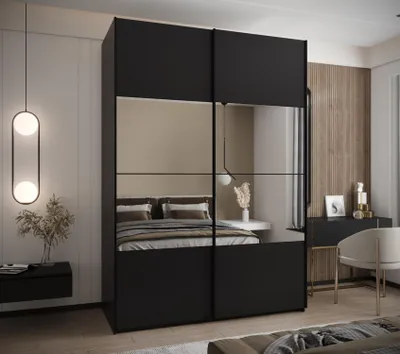 Produktbild von Zweitüriger Kleiderschrank SAMARA 4 - 180 cm, schwarz/schwarz