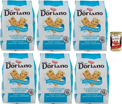 Produktbild von Doria Doriano Crackers a basso contenuto di ohne Salzkörner Salzgebäck gesalzen kekse, 6x 700 g + Italian Gourmet polpa 400g