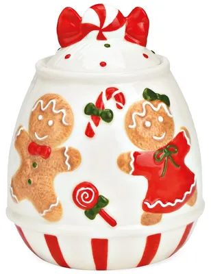 Produktbild von Weihnachtliche Aufbewahrungsdose mit Lebkuchenfiguren, 14 x 11 cm