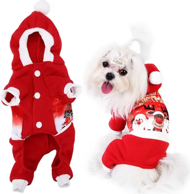 Produktbild von Modische Kapuze Haustier Kostüm Hunde Parteien Weihnachten Kleidung Warm Wintermantel für Xmas(M)