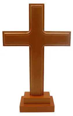 Holzkreuz mit Standfuß, doppelseitig, 18x28,5 cm, braun