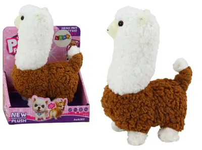 Zdjęcie produktu dla Lama Interaktywne Zwierzątko Alpaka Brązowa Chodzi Gra 23 cm