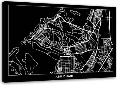 Produktbild von Leinwandbild abu dhabi - stadtplan 100x70 cm Feeby grau wandbild bereit zum aufhängen