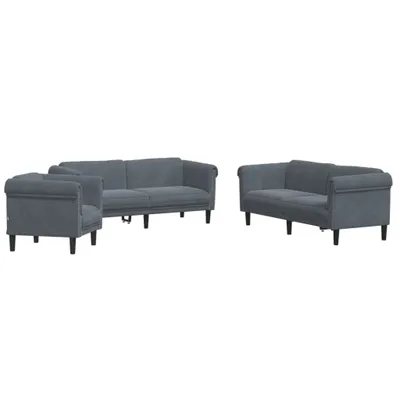 Image de Ensemble de canapés 3 pcs gris foncé velours