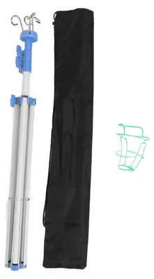 Image de Support pour pied à perfusion avec 4 crochets, poche à perfusion métallique multifonctionnelle et pliable, socle pour les déplacements, usage hospitalier, 22 mm, blanc