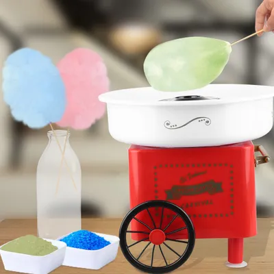 Produktbild von WYCTIN 500W Zuckerwattemaschine Zuckerwattegerät Candymaker Automat mit Wagen Rot 30x30x25cm