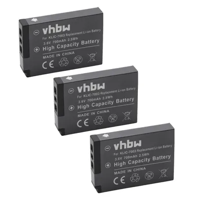 Produktbild von vhbw 3x Akku Ersatz für Kodak Klic-7003 für Kamera (700 mAh, 3,6 V, Li-Ion)