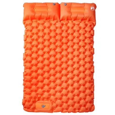 Image de vidaXL Matelas de sol double avec coussin Auto-gonflant Orange