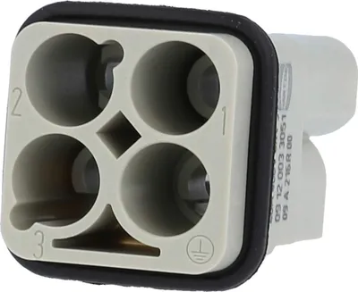 Immagine prodotto di Inserti HARTING Han Q3/0 (M) con morsetto a crimpare, 3 poli + PE, 400V, 40A - 1 pezzo