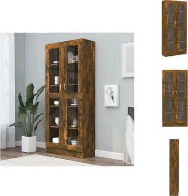 Immagine prodotto di vidaXL Vetrina in rovere fumé 82,5x30,5x185,5 cm Materiale a base di legno - Librerie e scaffalature