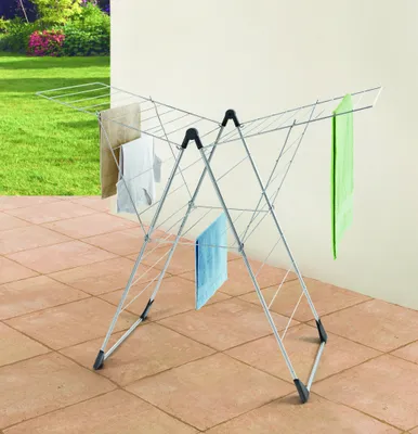 Image de Tomado-Metaltex Vento 25, étendoir à linge, dimensions 133x109x58 cm, couleur argent, longueur de séchage 25 mètres