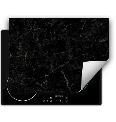 Produktbild von DarHaus Herdabdeckplatte 70x52 cm Anti Rutsch Matte Aufrollbar, schwarz - Marmor