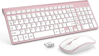 Image de Ensemble clavier et souris sans fil pour ordinateur, avec pavé numérique et longue autonomie