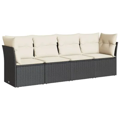 Immagine prodotto di vidaXL Set di divani da giardino 4 pezzi con cuscini in polirattan nero