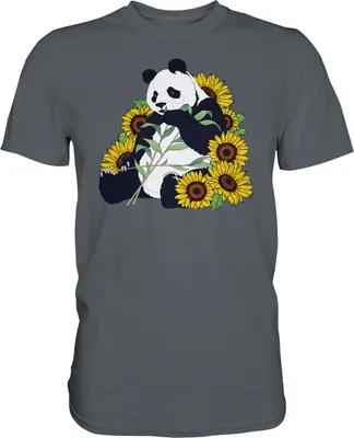 Produktbild von Panda Sonnenblumen T-Shirt Garten Motiv Gärtner Geschenk – Dark Grey / M
