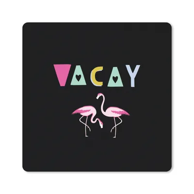 Produktbild von MuchoWow® Mauspad Mousepad Sommer - Flamingo - Schwarz 20x20 cm - Mousepads - Maus Mat - Pad - Mausunterlage - Desk Mat - Bureauartikeln