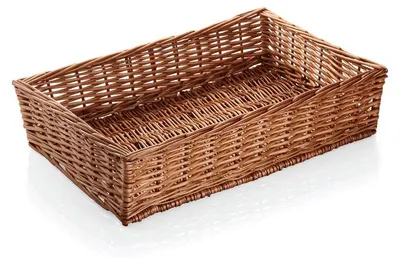 Produktbild von 4x Buffetkorb eckig Vollweide, gesotten braun 40 x 30 x 10 cm Holz