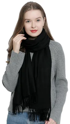 Produktbild von Damen Schal einfarbig weich 185 x 65 cm schwarz