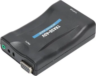 Produktbild von VGA zu SCART-Adapter mit PAL/NTSC Videoscaler und Fernbedienung Ladestation