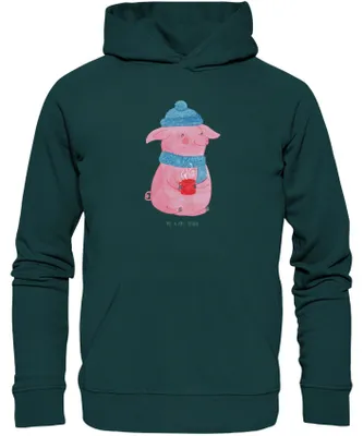 Produktbild von Mr. & Mrs. Panda Bio Hoodie Schwein Glühwein Größe L - Lime Green - Geschenk, Weihnachten, Pullover, Pulli, Glühschwein, Sweatshirt, Weihnachtsmarkt, Kapuzenpullover