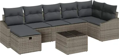 Obrázek produktu pro vidaXL Sada pohovek, 8 kusů, šedá, polyratan