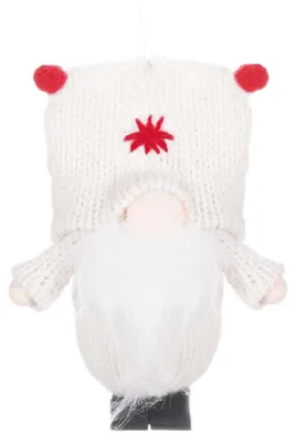 Immagine prodotto di SPRINGOS Statuetta di gnomo natalizio, gnomo scandinavo, 8 cm, decorazione natalizia da appendere, grande cappello (bianco)