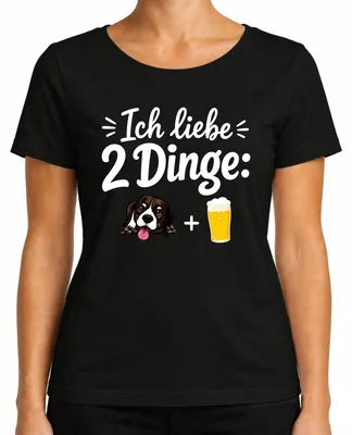 Imagen del producto de Camiseta para mujer, color , talla L. Diseño: "Amo dos cosas: perros, cerveza, humor. Regalo original. Sarcasmo."