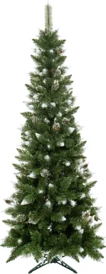 Produktbild von künstlicher Weihnachtsbaum Diamantkiefer slim Kunstschnee und Zapfen 220 cm