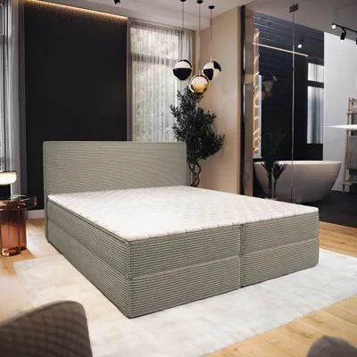 Produktbild von Masseno Boxspringbett PELLIO 140x200 cm Komplett-Set mit Bonell Matratze und Topper, Polsterbett mit Bettkästen -Beige, POSO 02