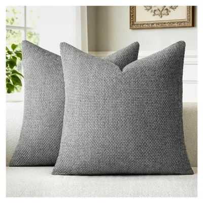 Produktbild von Kissenbezug 50x50 Grau Chenille 2er Set Dekokissen