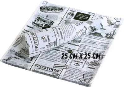 Produktbild von FRITZTOWN Deli Paper Weiß 25x25 cm – 1000 Blatt | Unbeschichtetes Einschlagpapier für Burger, Sandwich & BBQ | Fettabweisendes Food Paper | Perfekt für Street Food & Delikatessen