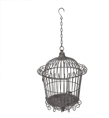 Immagine prodotto di Decorazione a gabbia per uccelli Clayre & Eef Ø 36x47 cm Marrone Grigio Metallo